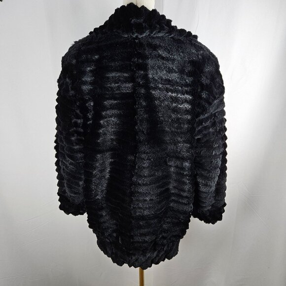 Carole Little Vintage Black Faux Fur Jacket Medium Evening Party Luxurious - Picture 4 of 11